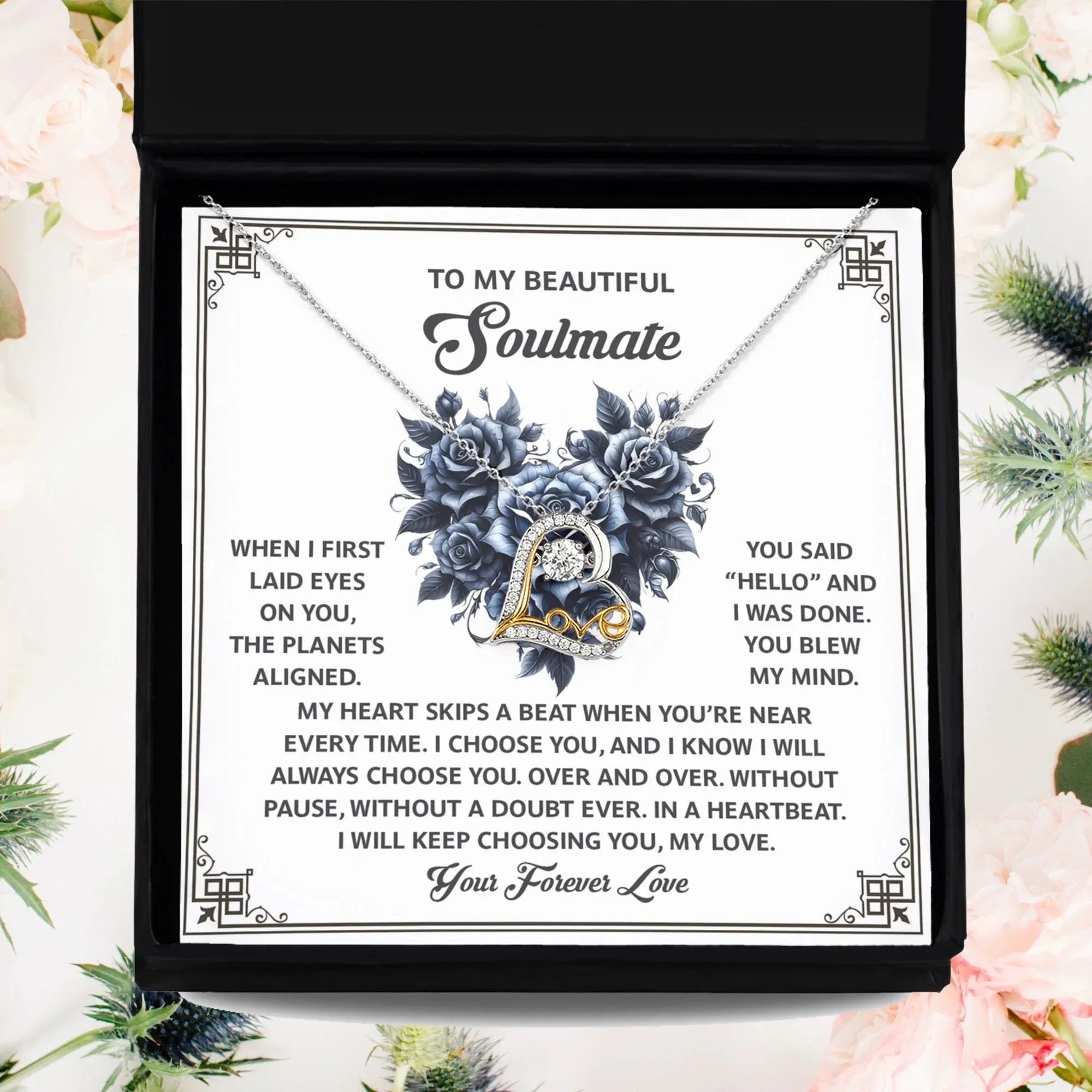 To My Beautiful Soulmate - Love Dancing Heart Necklace – A Romantic Gift to Celebrate Endless Love and Devotion