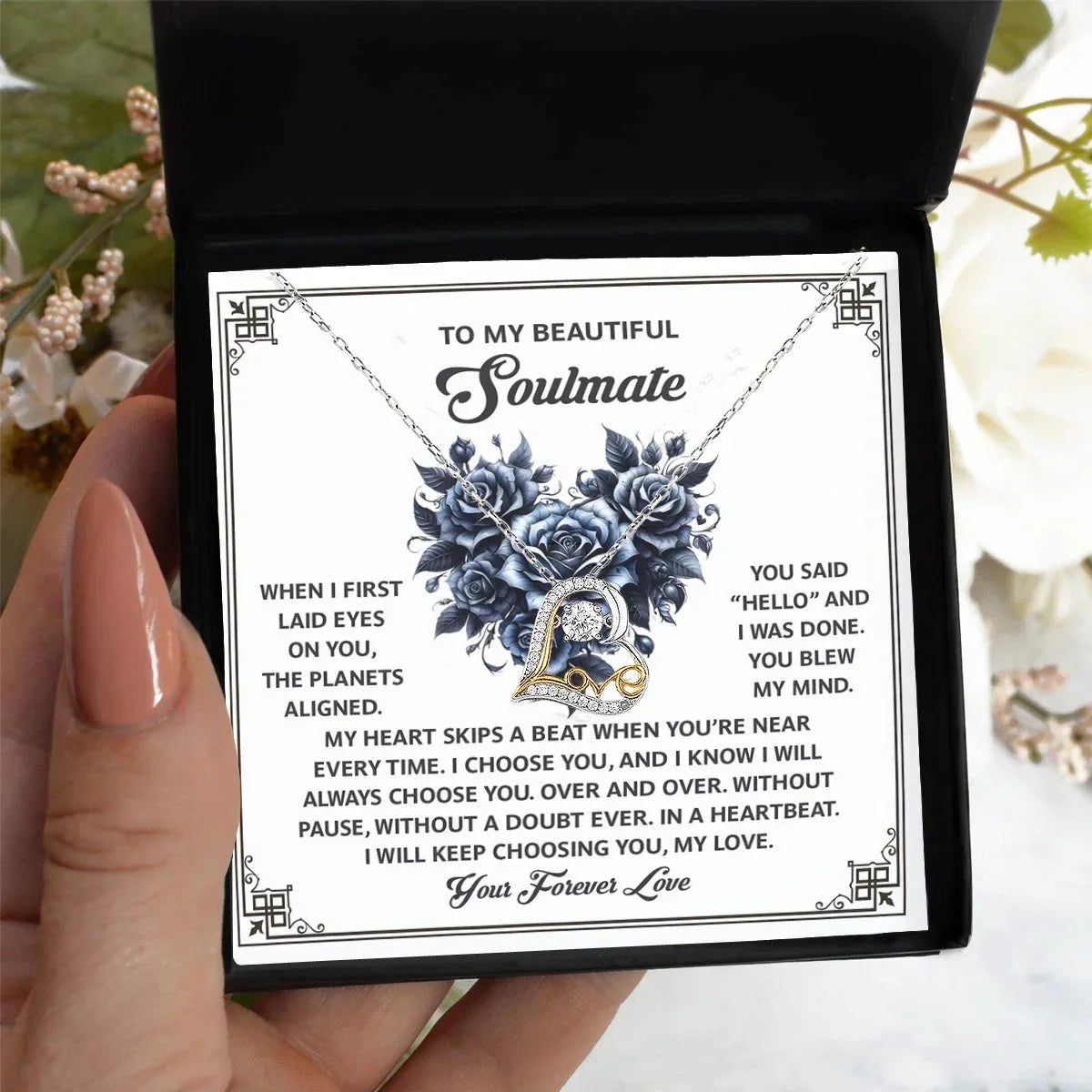 To My Beautiful Soulmate - Love Dancing Heart Necklace – A Romantic Gift to Celebrate Endless Love and Devotion