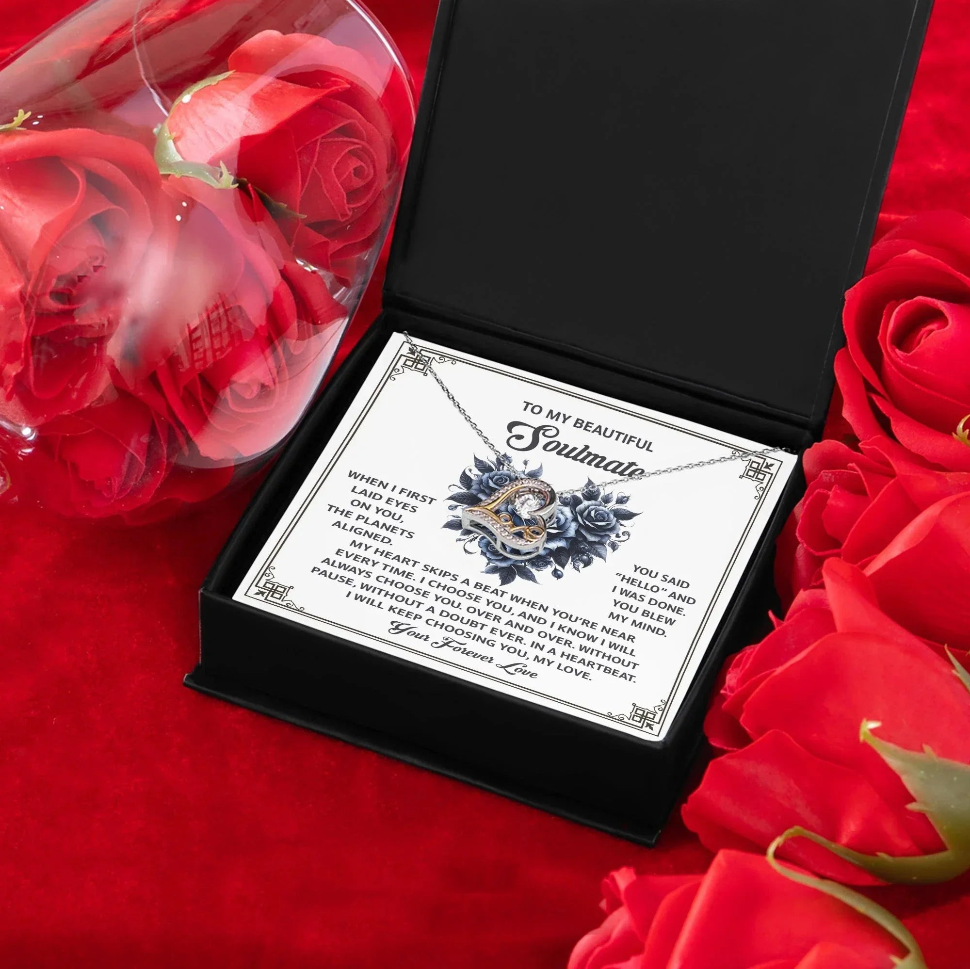 To My Beautiful Soulmate - Love Dancing Heart Necklace – A Romantic Gift to Celebrate Endless Love and Devotion