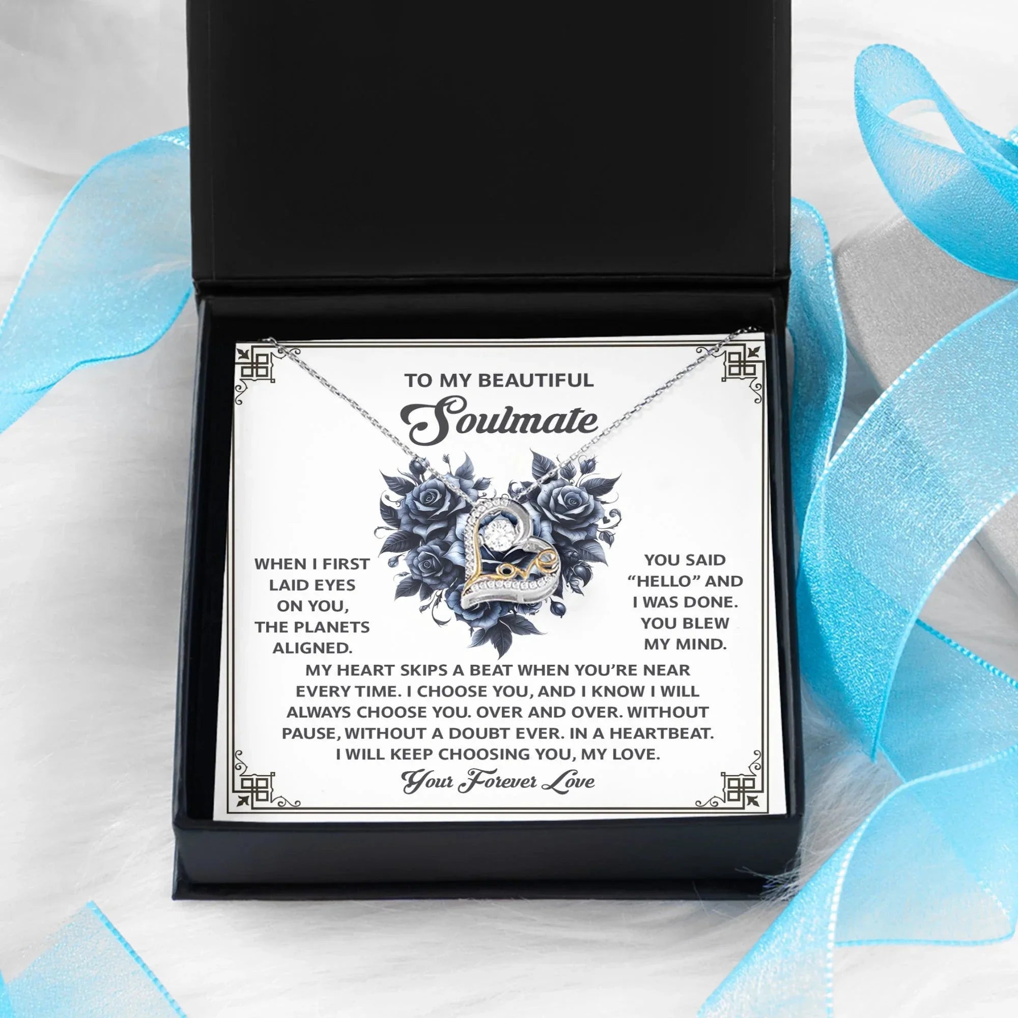 To My Beautiful Soulmate - Love Dancing Heart Necklace – A Romantic Gift to Celebrate Endless Love and Devotion