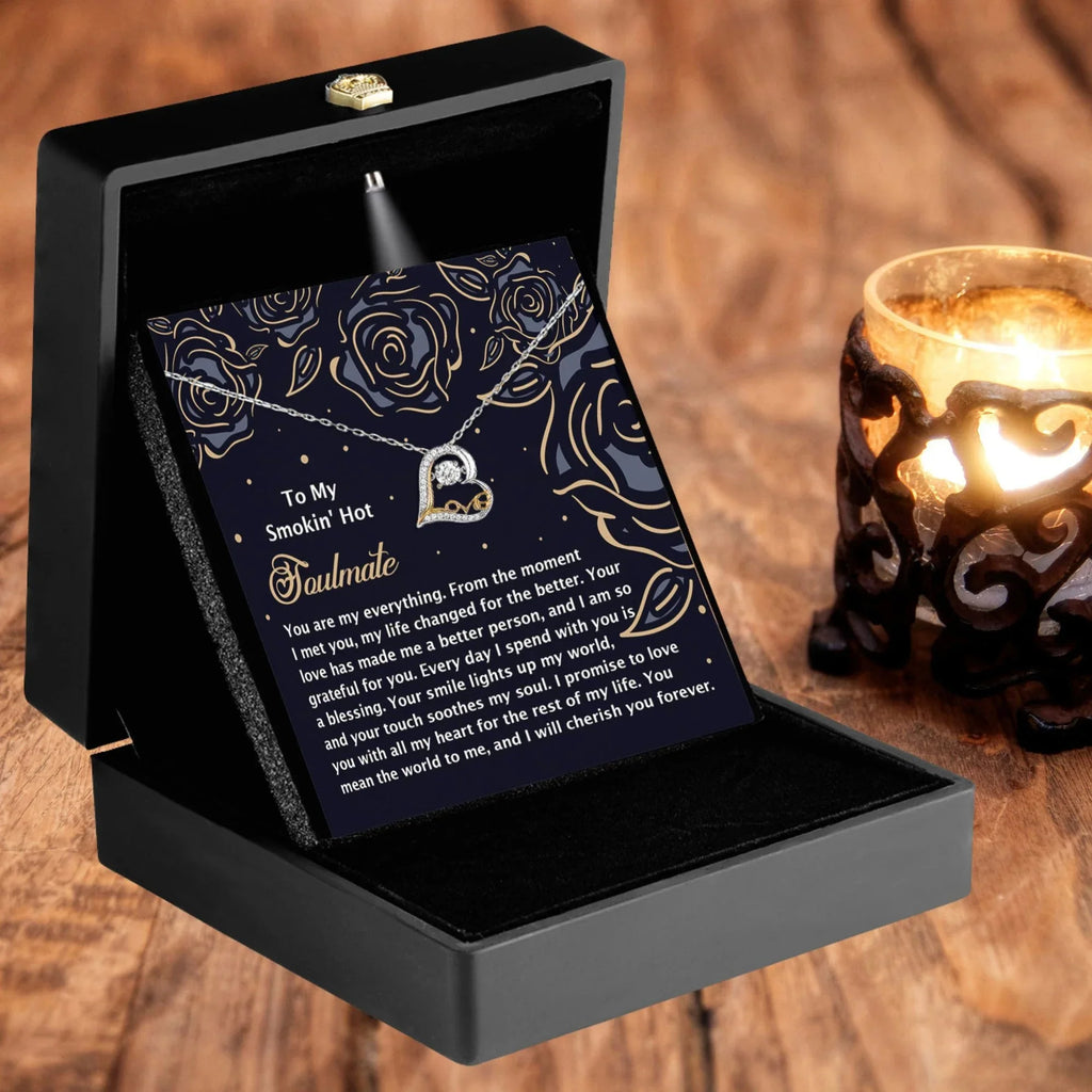To My Smokin' Hot Soulmate - Love Dancing Heart Necklace – A Romantic Gift for the One Who Lights Up Your World