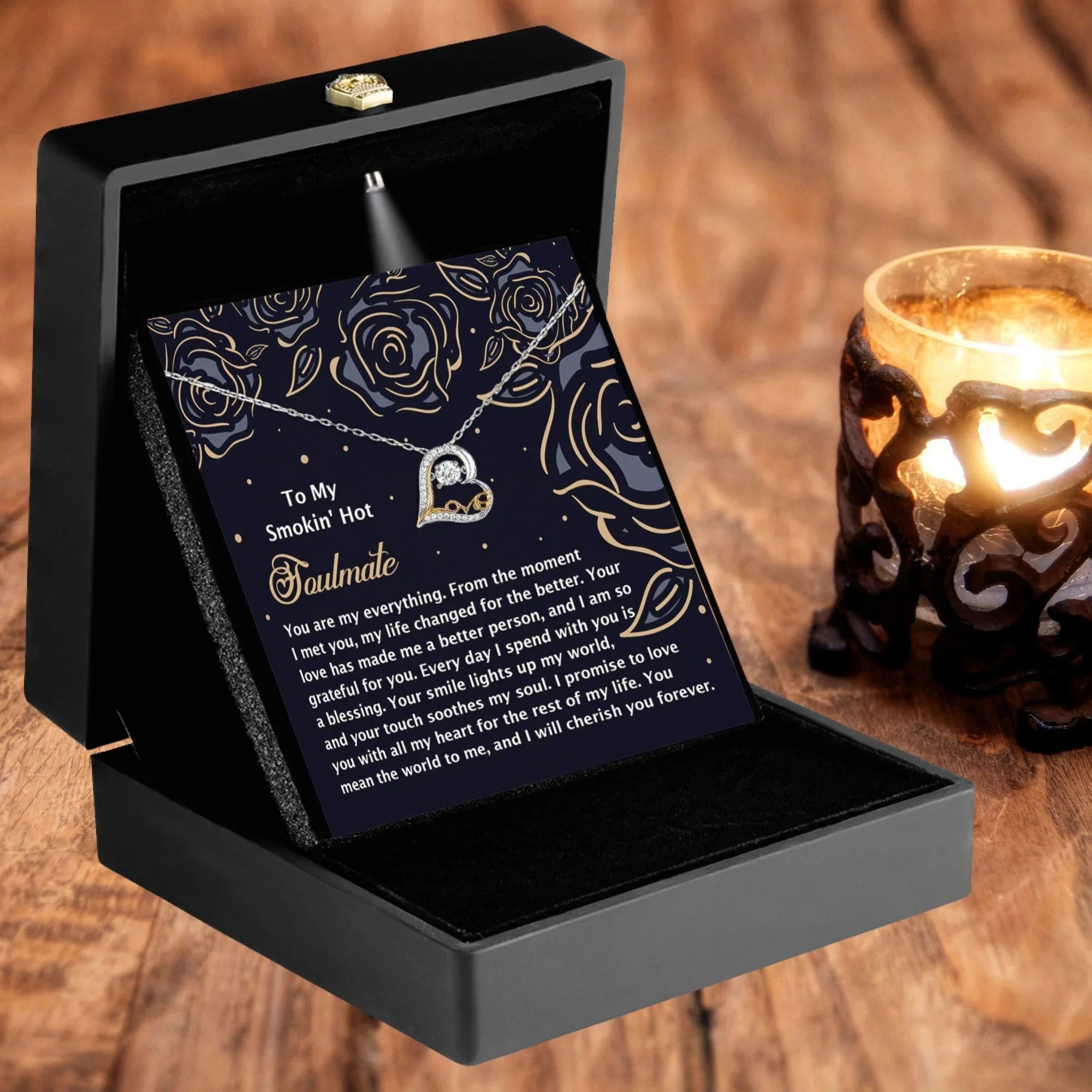To My Smokin' Hot Soulmate - Love Dancing Heart Necklace – A Romantic Gift for the One Who Lights Up Your World
