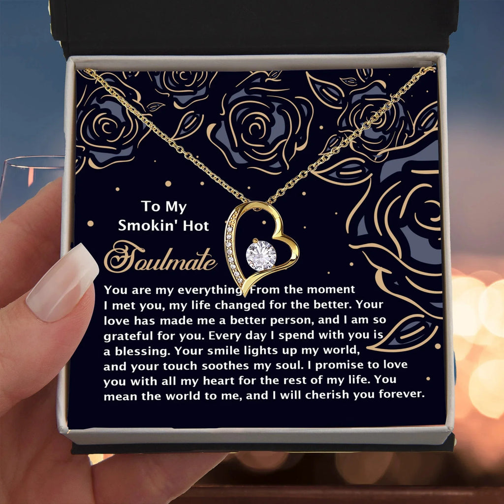 Romantic Jewelry Gift for Wife, Girlfriend, or Fiancée –Forever Love Heart Pendant Necklace with CZ Stone - Includes Elegant Message Card - Soothes My Soul