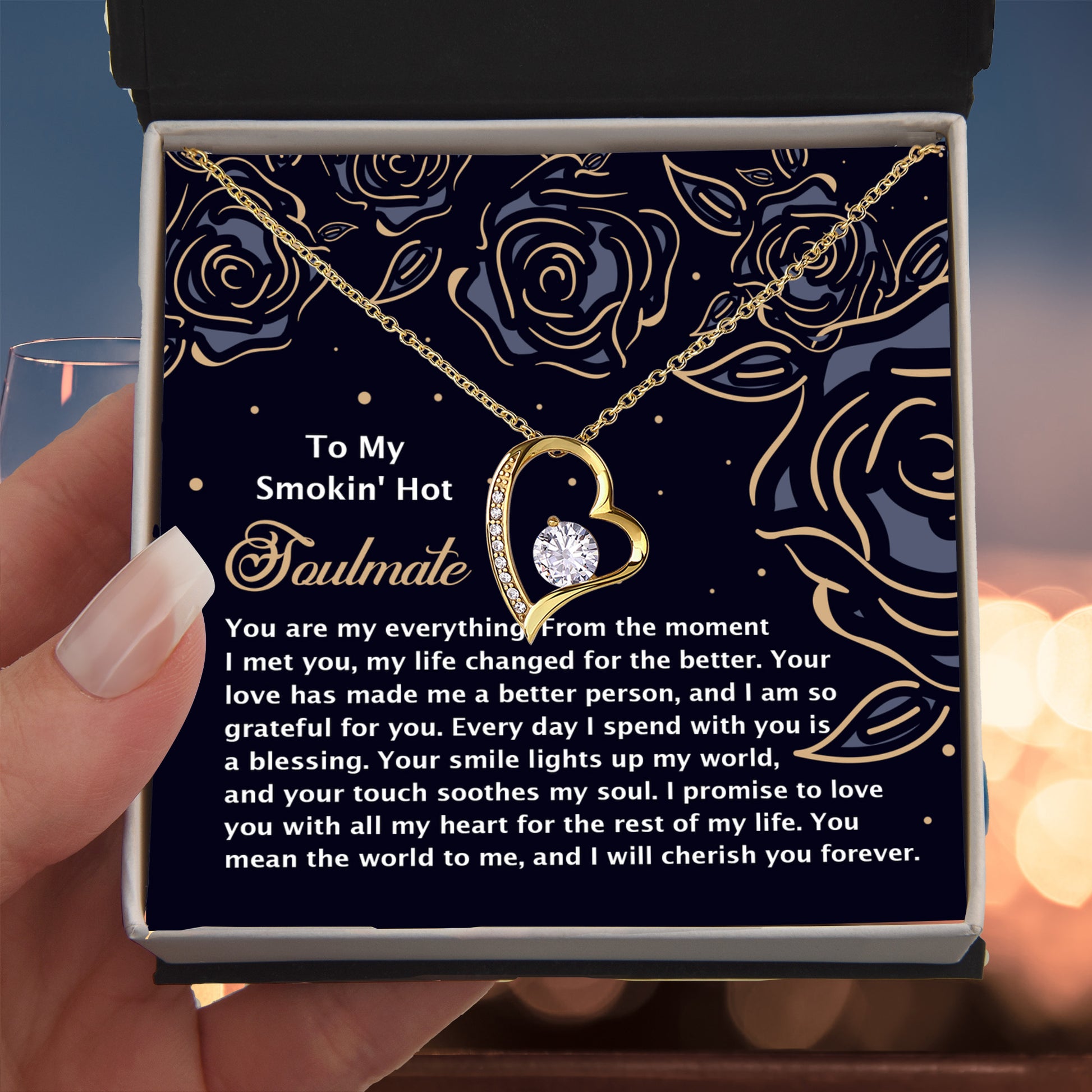 Romantic Jewelry Gift for Wife, Girlfriend, or Fiancée –Forever Love Heart Pendant Necklace with CZ Stone - Includes Elegant Message Card - Soothes My Soul - Mallard Moon Gift Shop