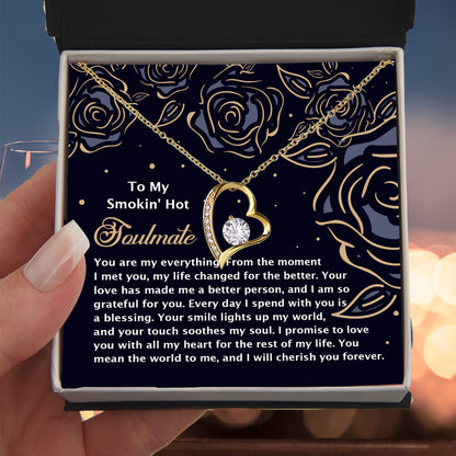 Romantic Jewelry Gift for Wife, Girlfriend, or Fiancée –Forever Love Heart Pendant Necklace with CZ Stone - Includes Elegant Message Card - Soothes My Soul - Mallard Moon Gift Shop