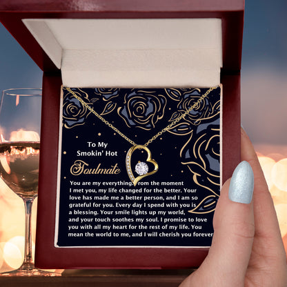 Romantic Jewelry Gift for Wife, Girlfriend, or Fiancée –Forever Love Heart Pendant Necklace with CZ Stone - Includes Elegant Message Card - Soothes My Soul - Mallard Moon Gift Shop