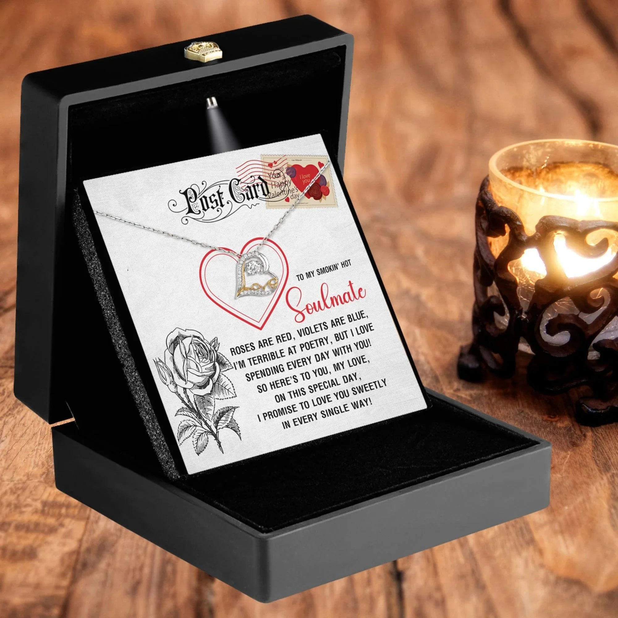 To My Smokin’ Hot Soulmate - Love Dancing Heart Necklace – A Playful and Romantic Valentine’s Day Gift