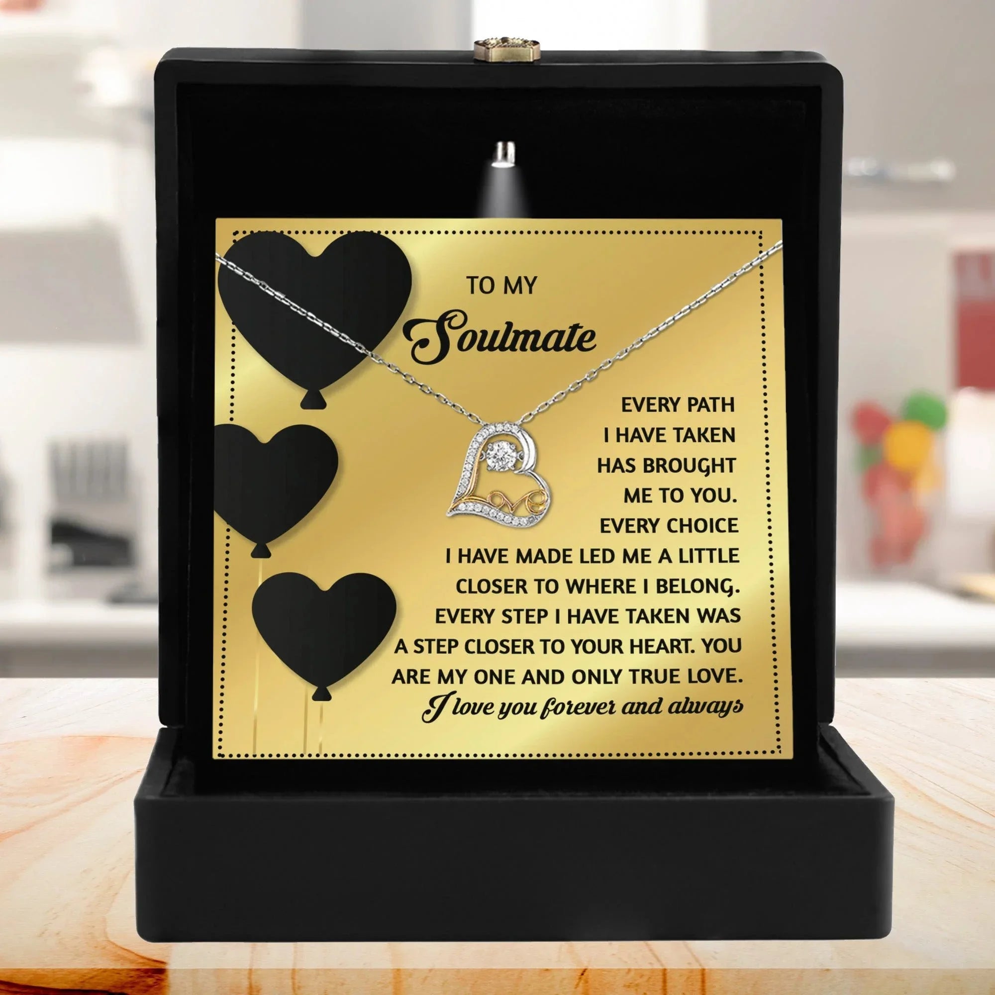 To My Soulmate - Love Dancing Heart Necklace – A Romantic Valentine’s Gift for Your One True Love