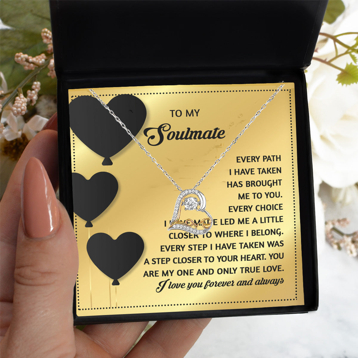 To My Soulmate - Love Dancing Heart Necklace – A Romantic Valentine’s Gift for Your One True Love - Mallard Moon Gift Shop