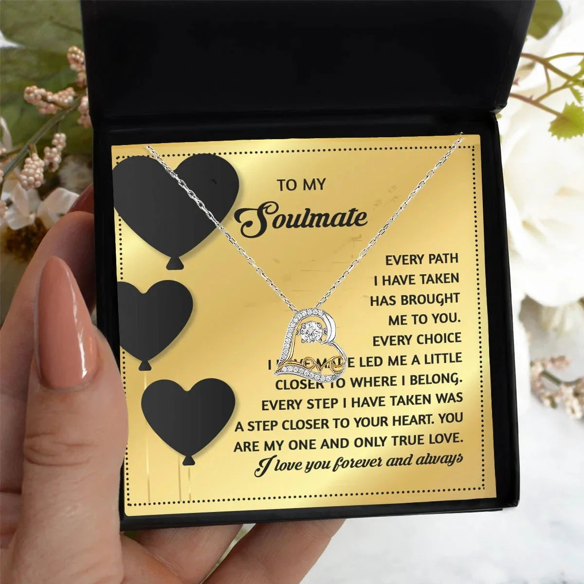 To My Soulmate - Love Dancing Heart Necklace – A Romantic Valentine’s Gift for Your One True Love