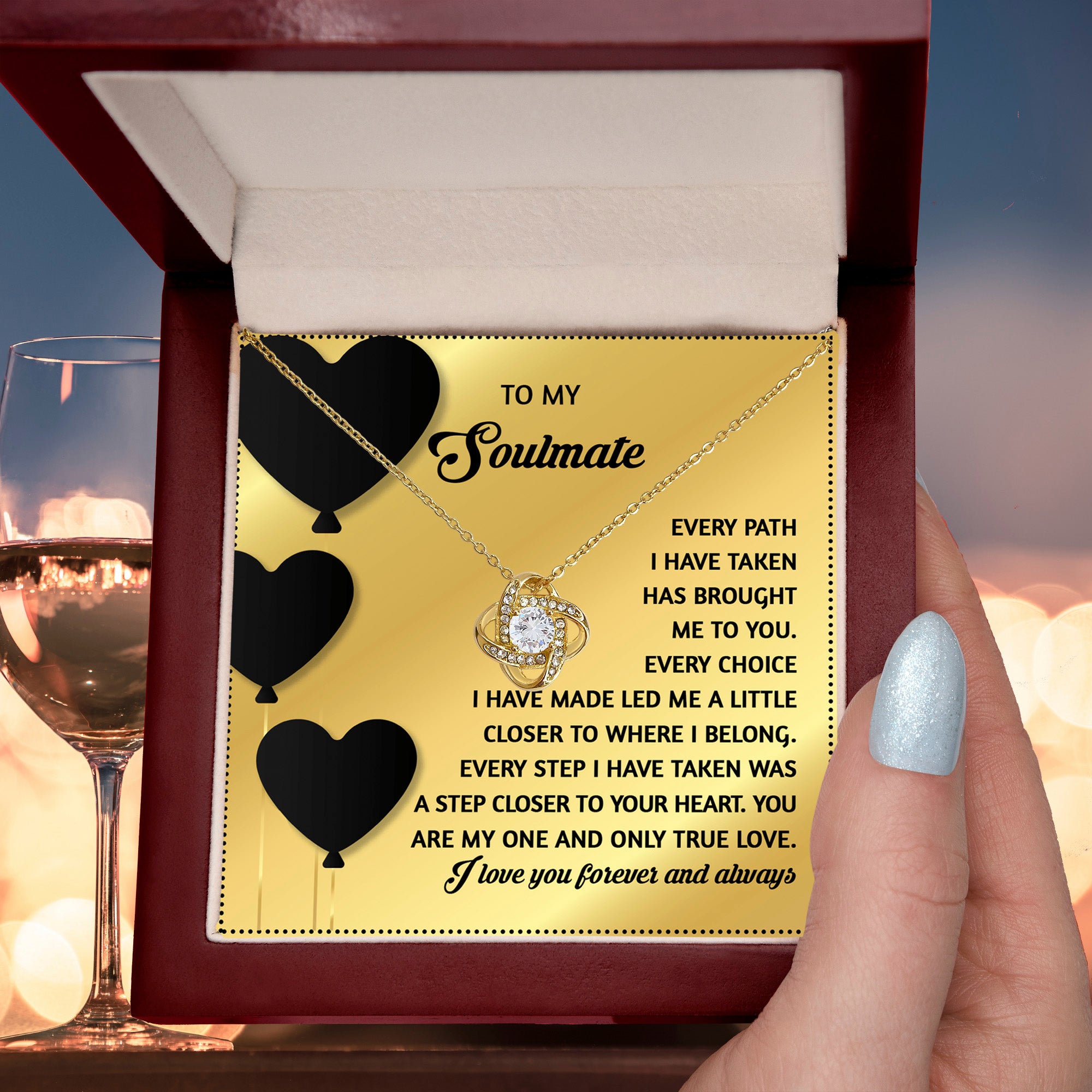 Gift for Soulmate - A Step Closer - Love Knot Pendant Necklace - A Romantic Valentine’s Gift for Your One True Love - Mallard Moon Gift Shop