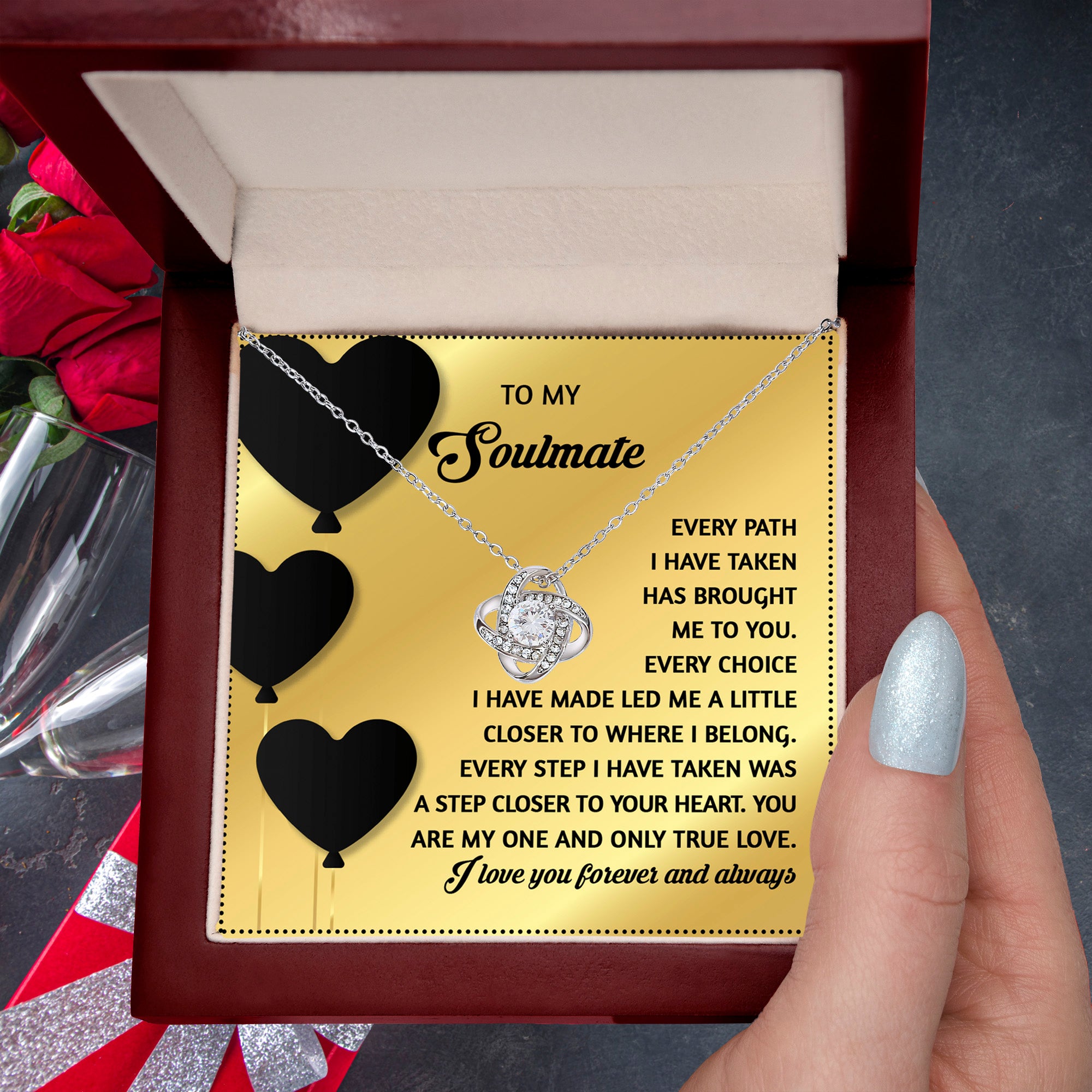 Gift for Soulmate - A Step Closer - Love Knot Pendant Necklace - A Romantic Valentine’s Gift for Your One True Love - Mallard Moon Gift Shop