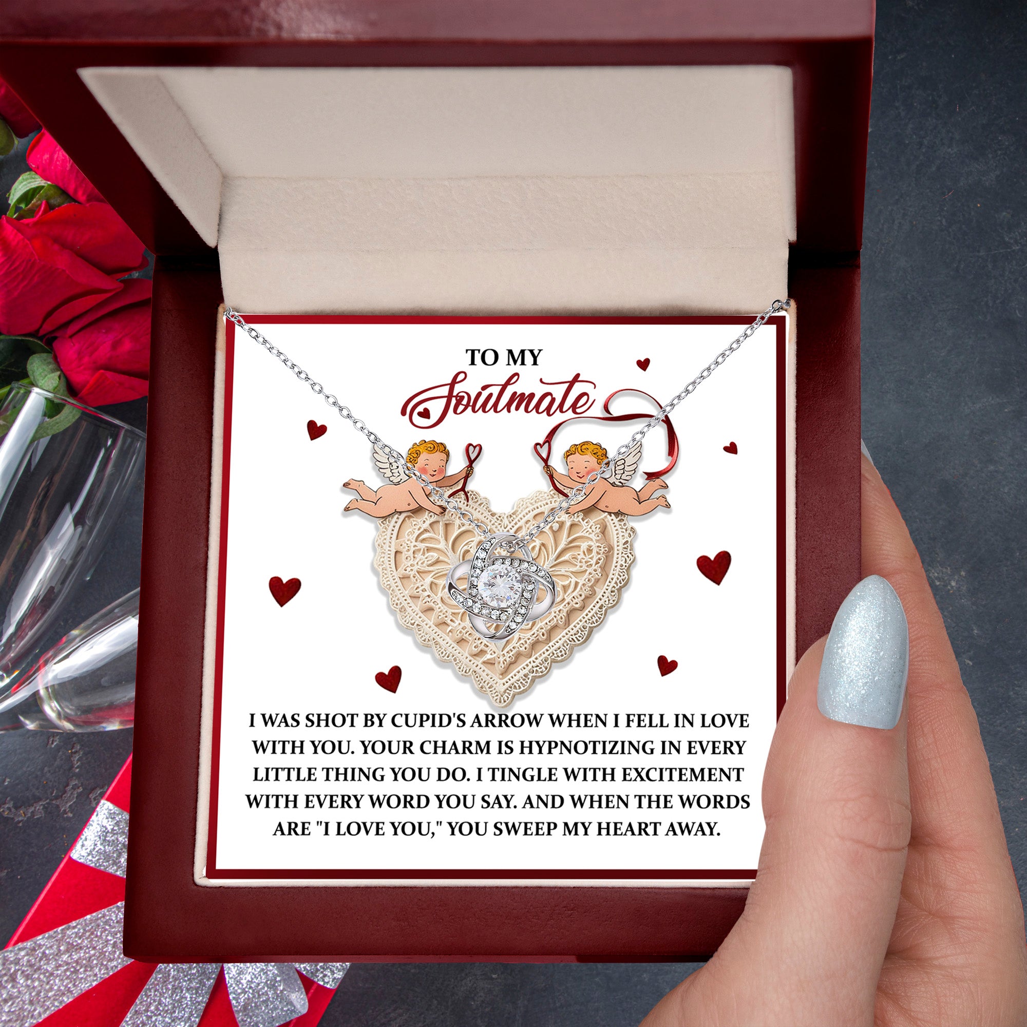 Gift for Soulmate - Sweep My Heart - Love Knot Pendant Necklace - Mallard Moon Gift Shop