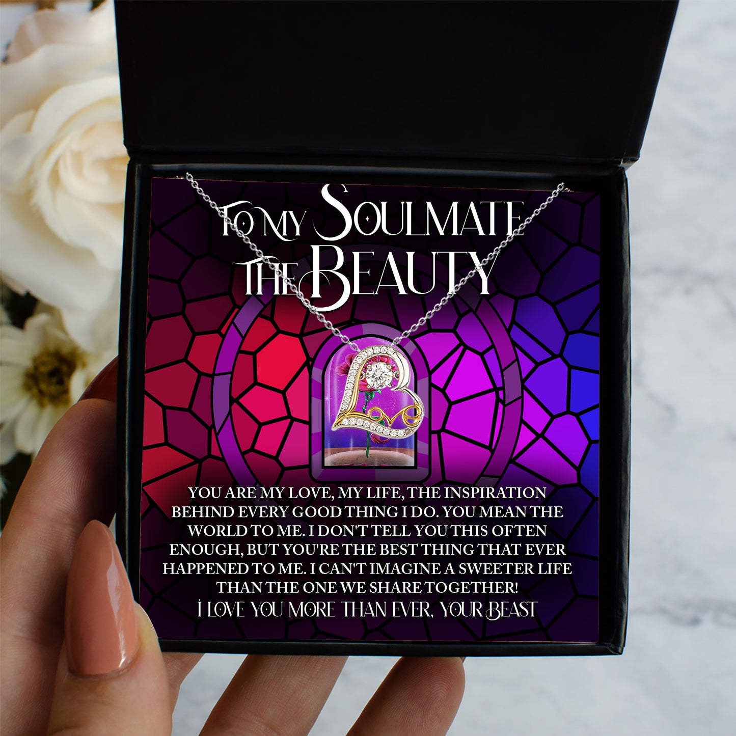 To My Soulmate: The Beauty - Love Dancing Heart Necklace – A Romantic Gift Inspired by Timeless Love and Devotion - Mallard Moon Gift Shop