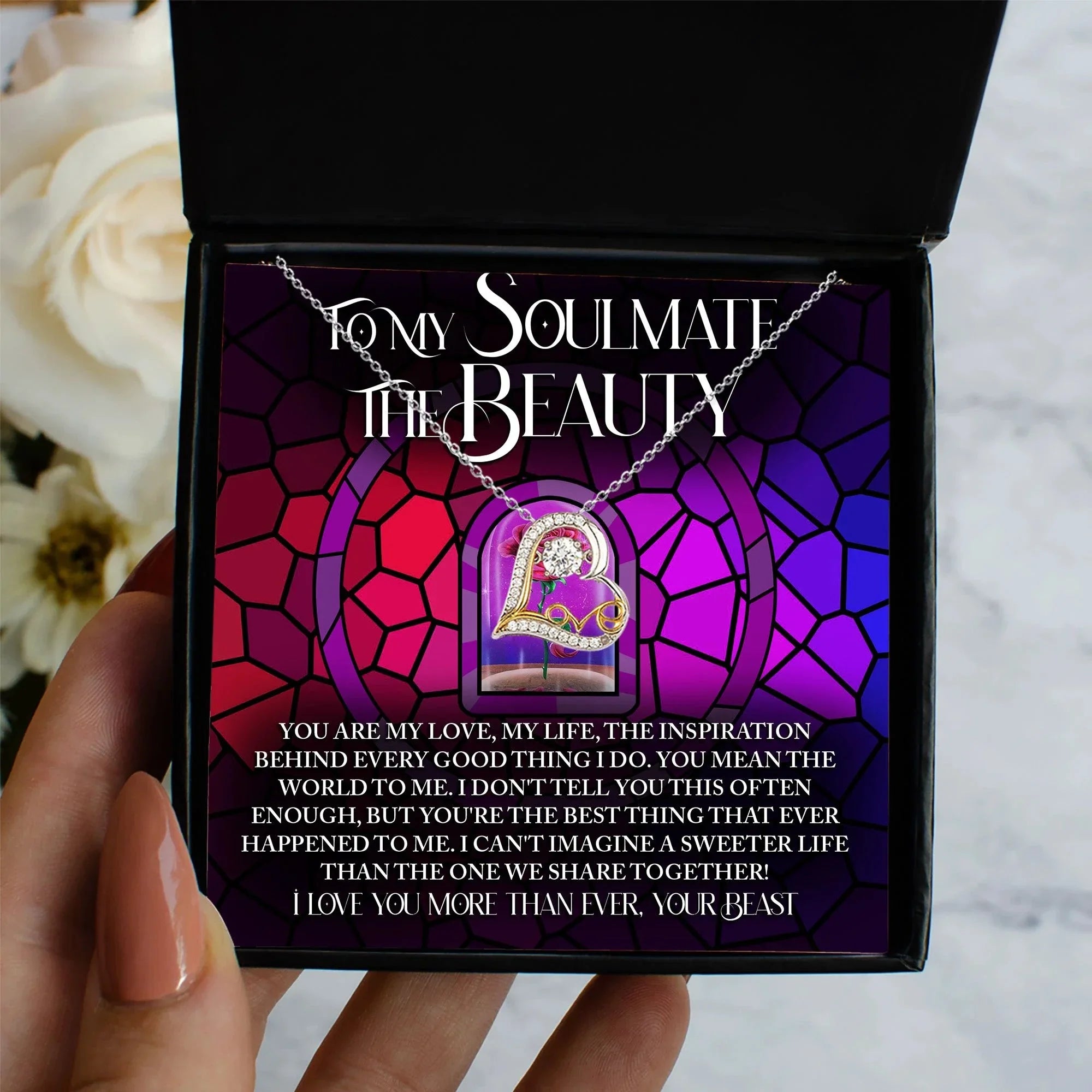To My Soulmate: The Beauty - Love Dancing Heart Necklace – A Romantic Gift Inspired by Timeless Love and Devotion