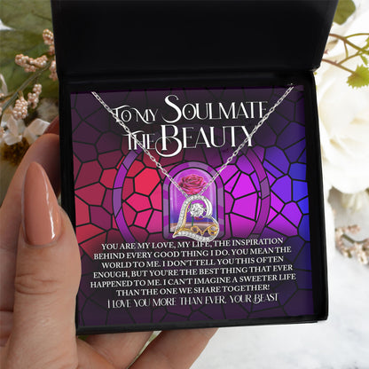 To My Soulmate: The Beauty - Love Dancing Heart Necklace – A Romantic Gift Inspired by Timeless Love and Devotion - Mallard Moon Gift Shop