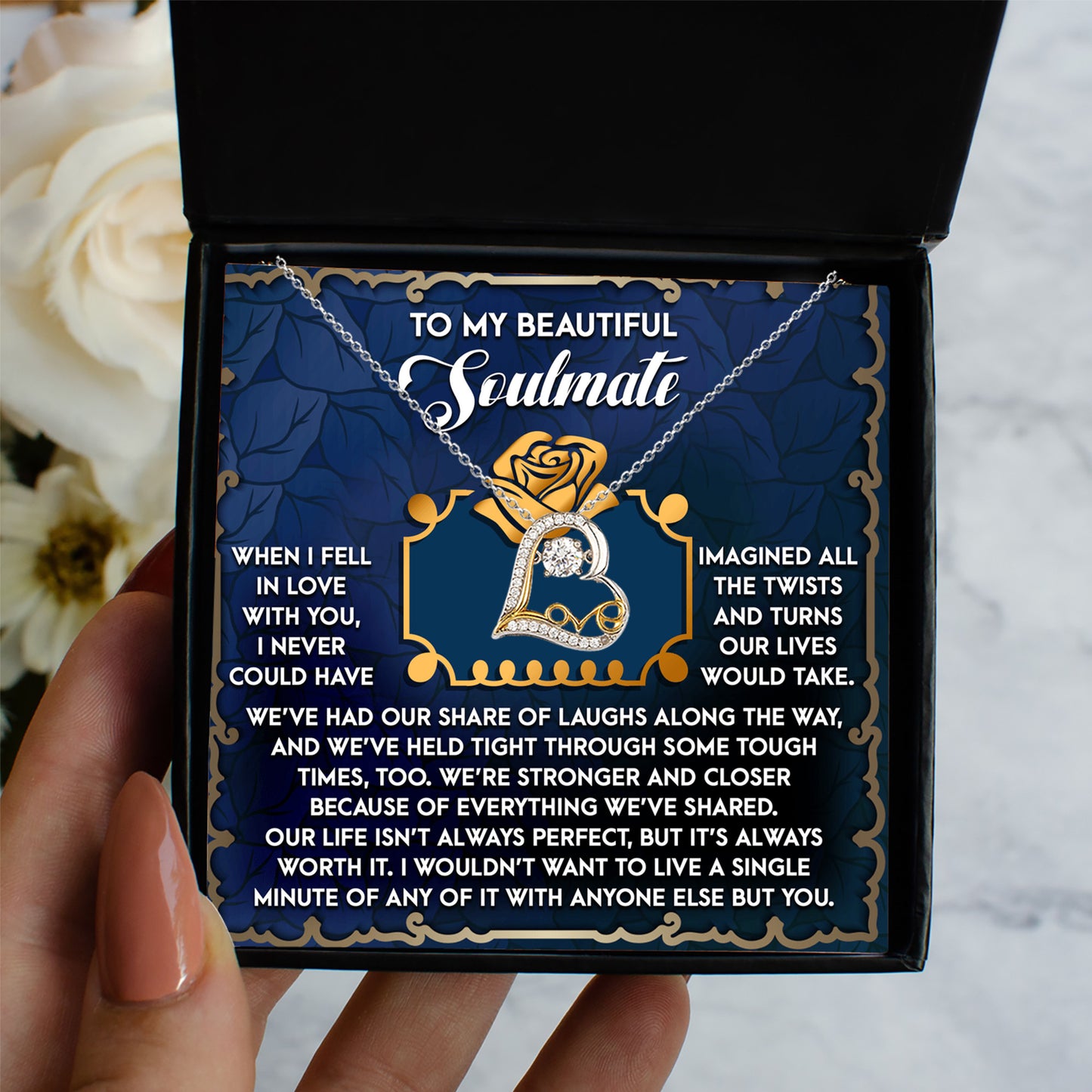 To My Beautiful Soulmate - Love Dancing Heart Necklace – A Heartfelt Gift Celebrating Life’s Journey Together - Mallard Moon Gift Shop