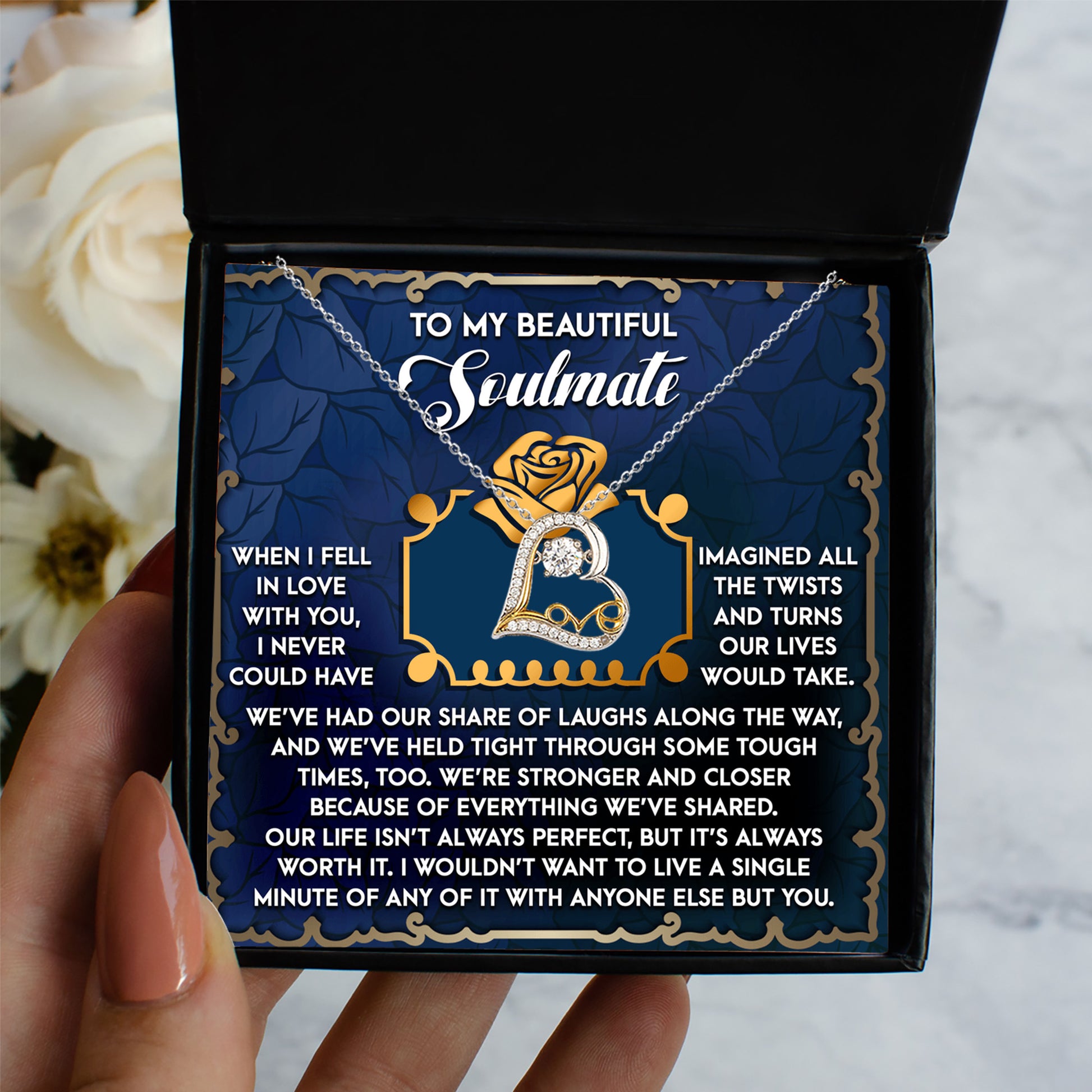 To My Beautiful Soulmate - Love Dancing Heart Necklace – A Heartfelt Gift Celebrating Life’s Journey Together - Mallard Moon Gift Shop