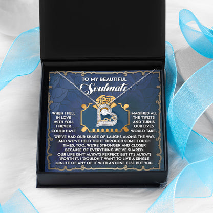 To My Beautiful Soulmate - Love Dancing Heart Necklace – A Heartfelt Gift Celebrating Life’s Journey Together - Mallard Moon Gift Shop