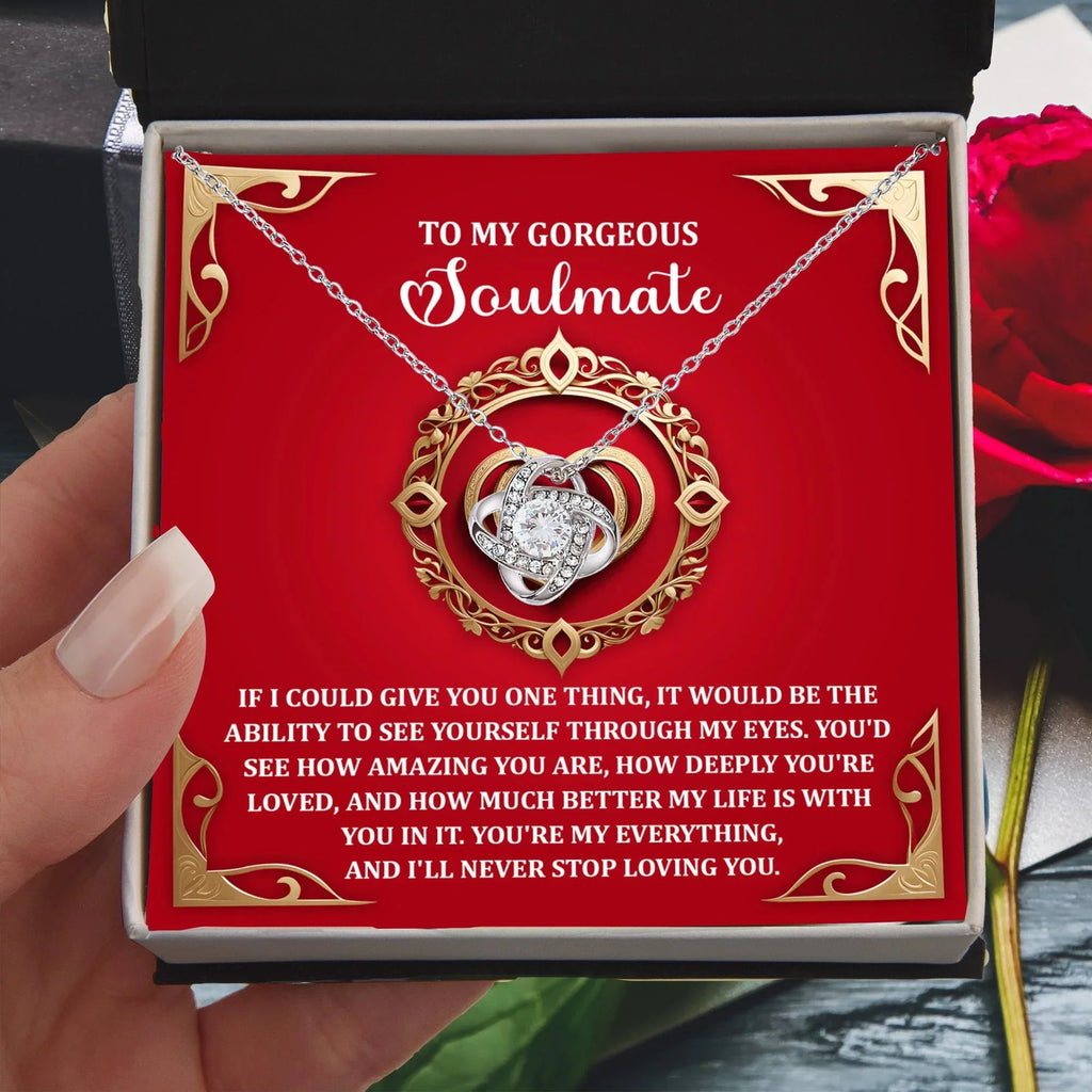 Romantic Anniversary, Valentine's Day Gift for Soulmate, Wife, Girlfriend - Through My Eyes - Love Knot Pendant Necklace