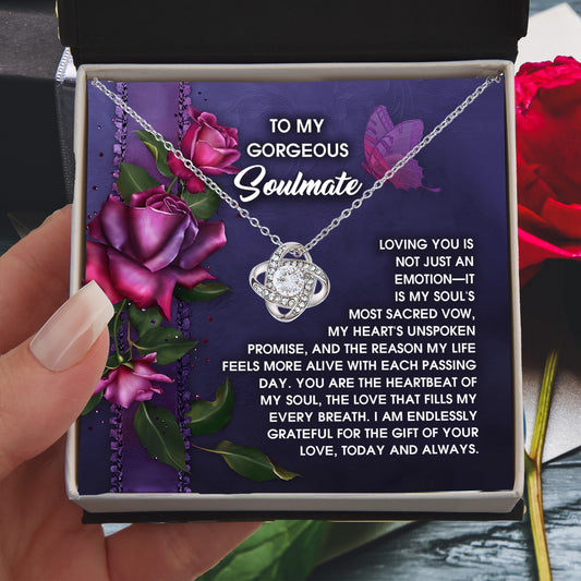 Romantic Anniversary, Valentine's Day Gift for Soulmate, Wife, Girlfriend - Unspoken Promise - Love Knot Pendant Necklace - Mallard Moon Gift Shop