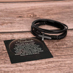 Soulmate - You are the Light That Guides Me - Men's Cross Leather Bracelet