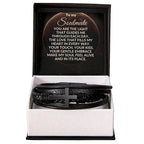 Soulmate - You are the Light That Guides Me - Men's Cross Leather Bracelet
