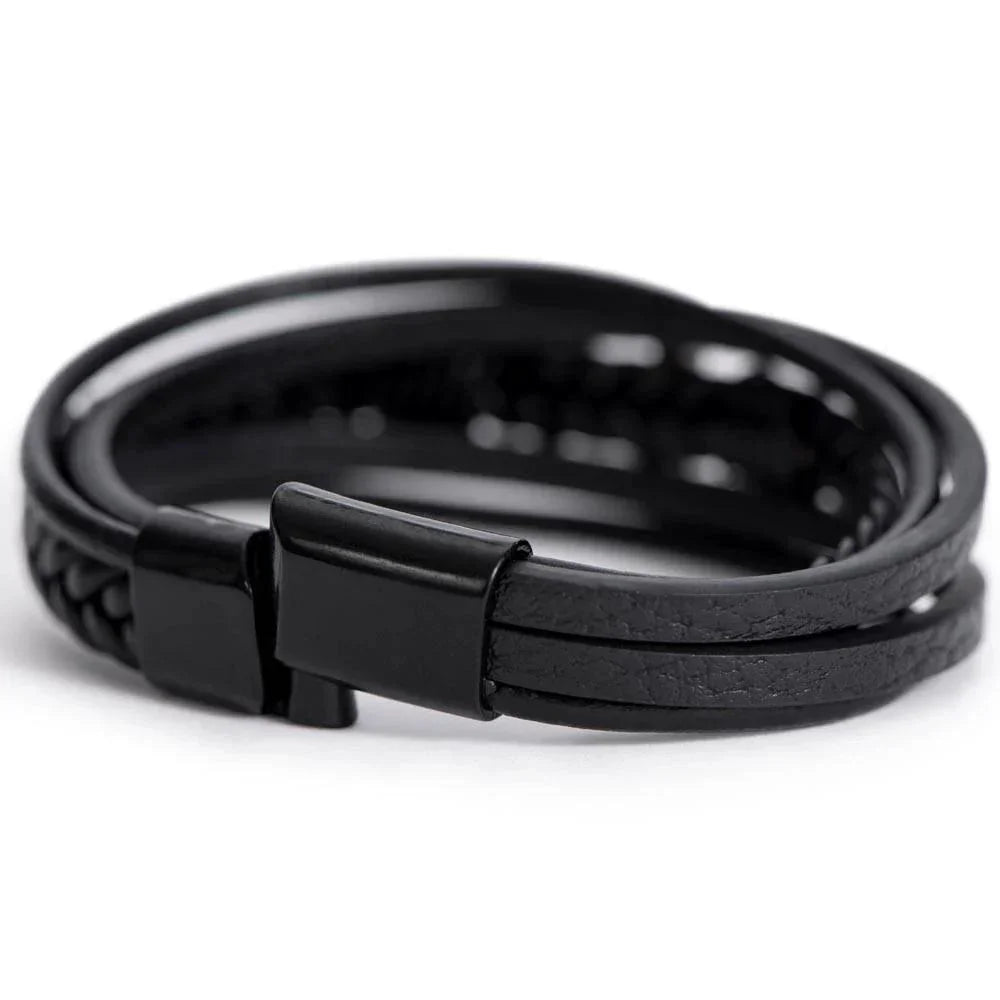 Soulmate - You are the Light That Guides Me - Men's Cross Leather Bracelet