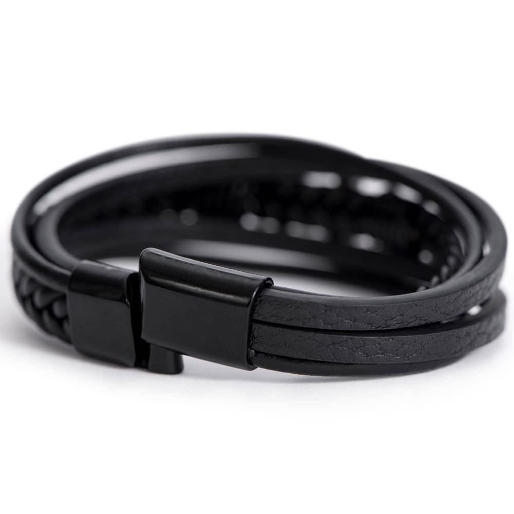 Soulmate - You are the Light That Guides Me - Men's Cross Leather Bracelet - Mallard Moon Gift Shop