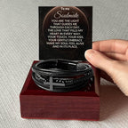 Soulmate - You are the Light That Guides Me - Men's Cross Leather Bracelet