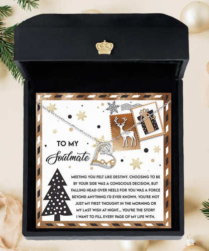 To My Soulmate Felt Like Destiny Christmas Anniversary Heart Pendant Necklace for Wife Girlfriend Jewelry - Mallard Moon Gift Shop