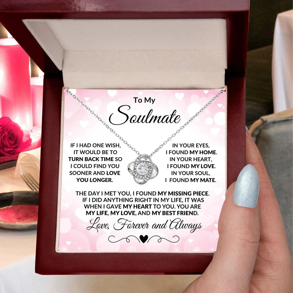 To My Soulmate - Turn Back Time - Love Knot Necklace