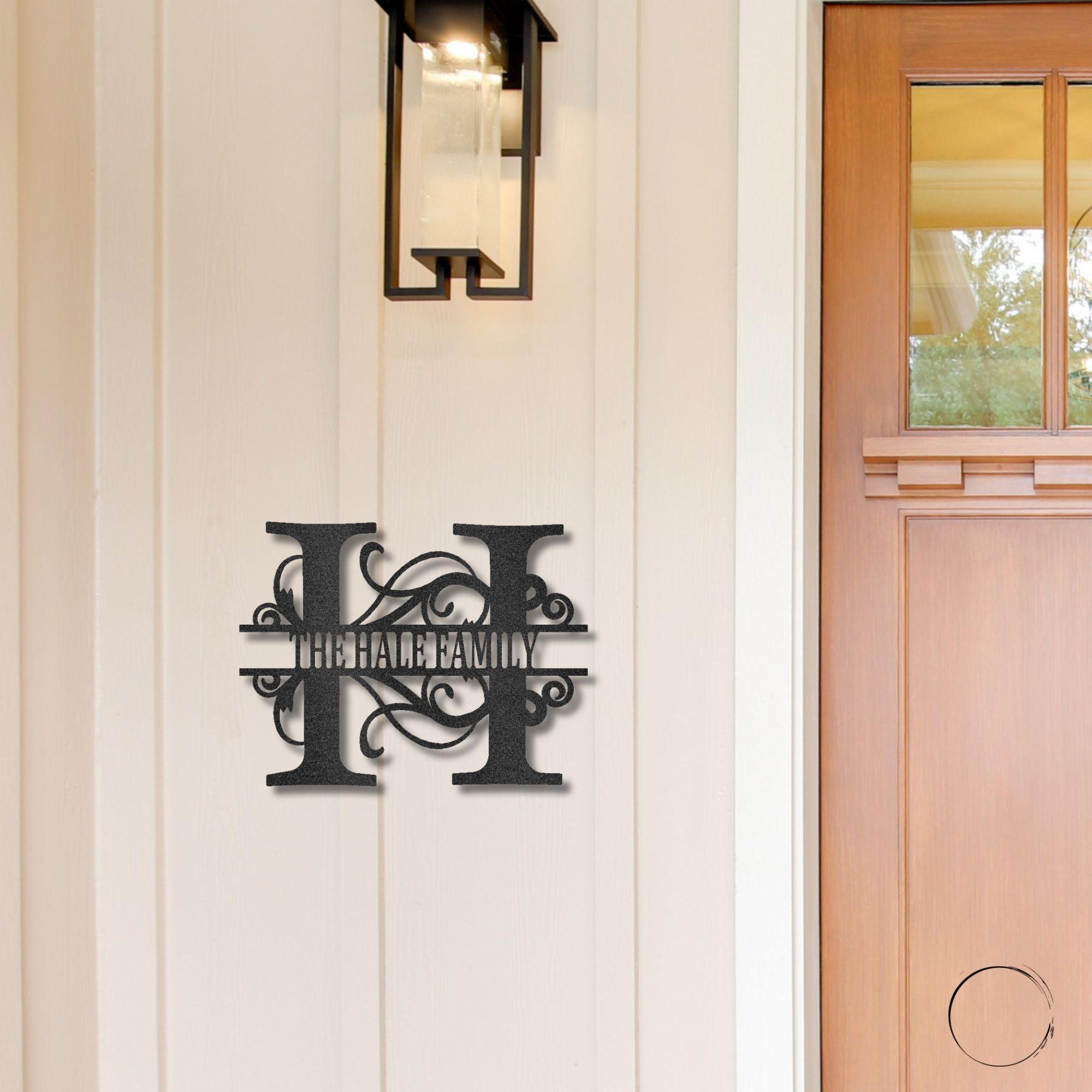 Split Letter Monogram Custom Name Indoor Outdoor Steel Wall Sign - Mallard Moon Gift Shop
