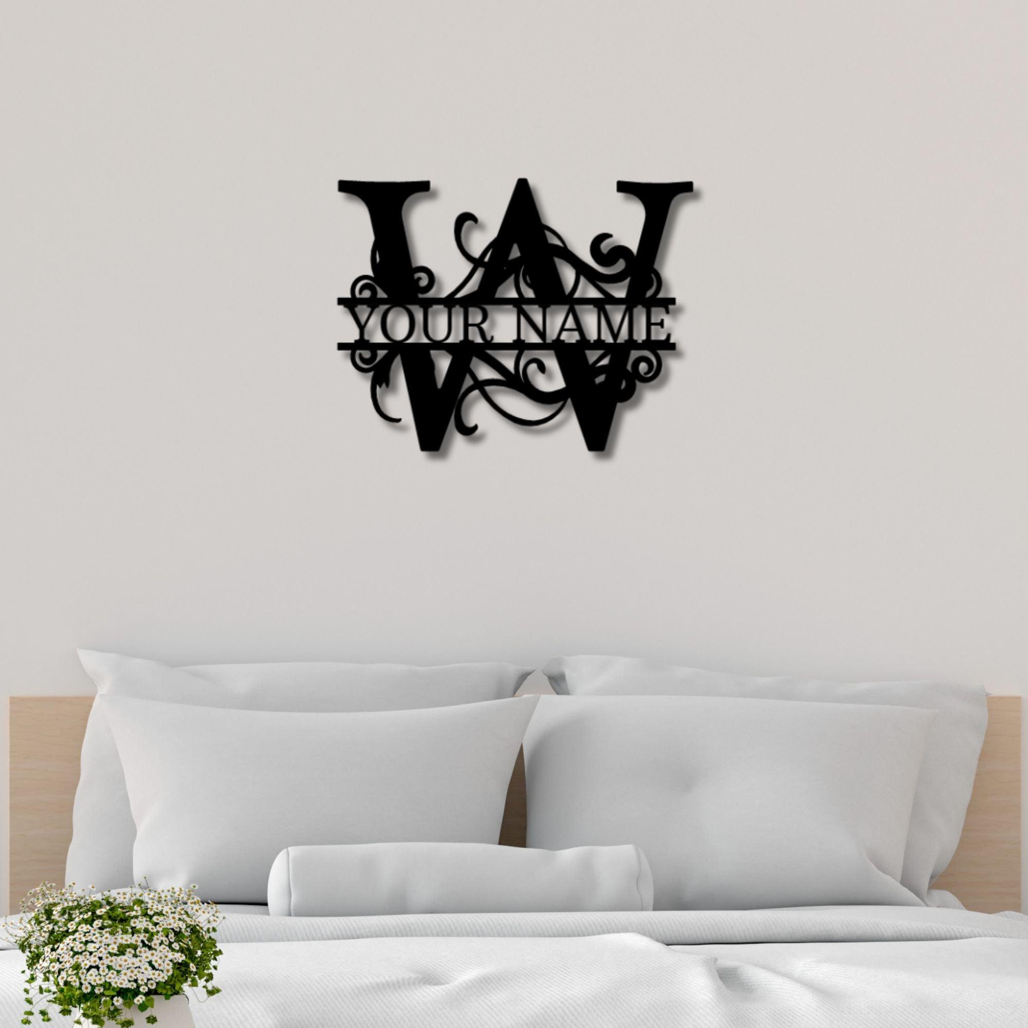 Split Letter Monogram Custom Name Indoor Outdoor Steel Wall Sign - Mallard Moon Gift Shop