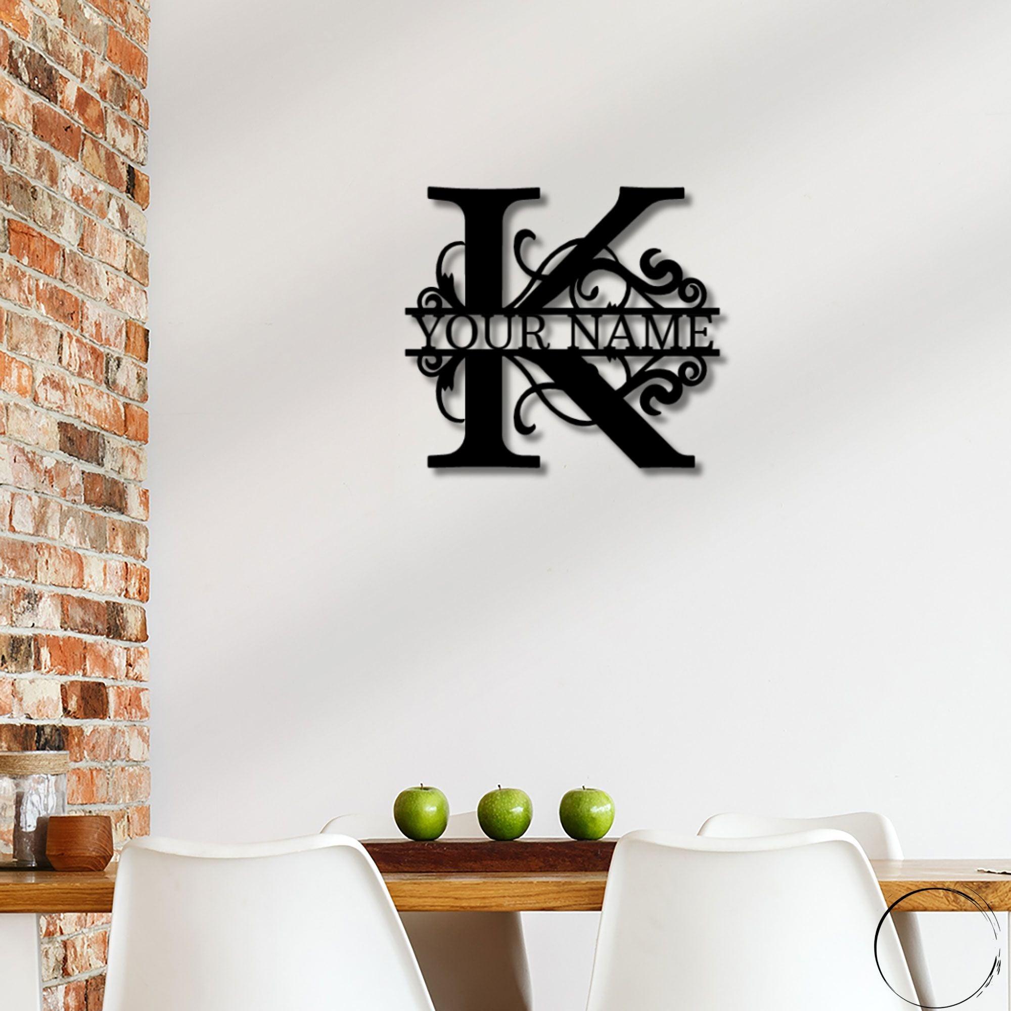 Split Letter Monogram Custom Name Indoor Outdoor Steel Wall Sign - Mallard Moon Gift Shop