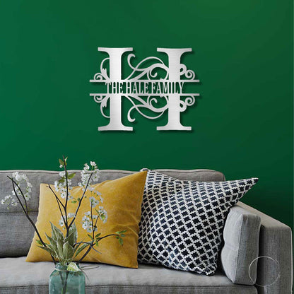 Split Letter Monogram Custom Name Indoor Outdoor Steel Wall Sign - Mallard Moon Gift Shop
