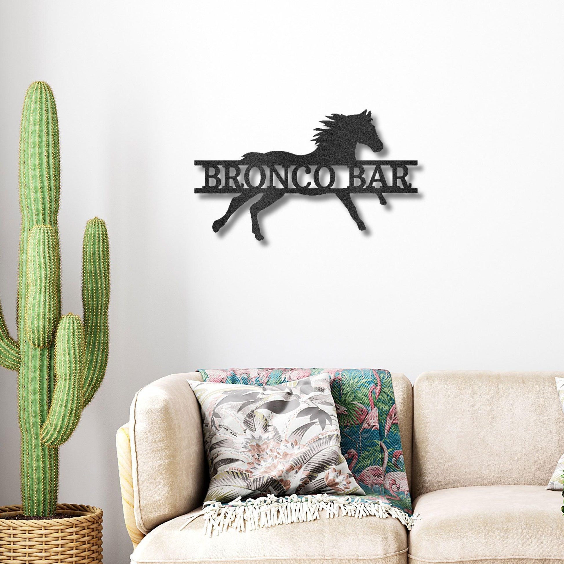 Sprinting Horse Custom Name Metal Art Wall Sign - Mallard Moon Gift Shop