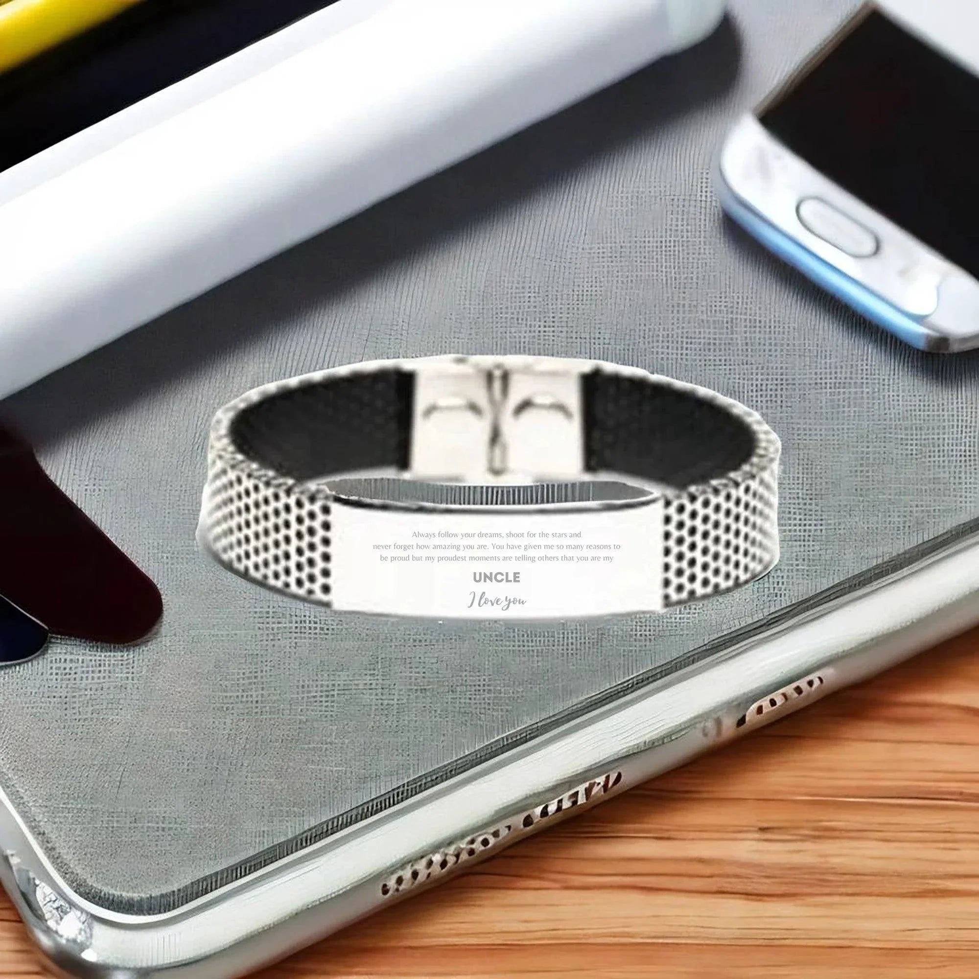 Stainless Steel Bracelet for Uncle Present, Uncle Always follow your dreams, never forget how amazing you are, Uncle Birthday Christmas Gifts Jewelry