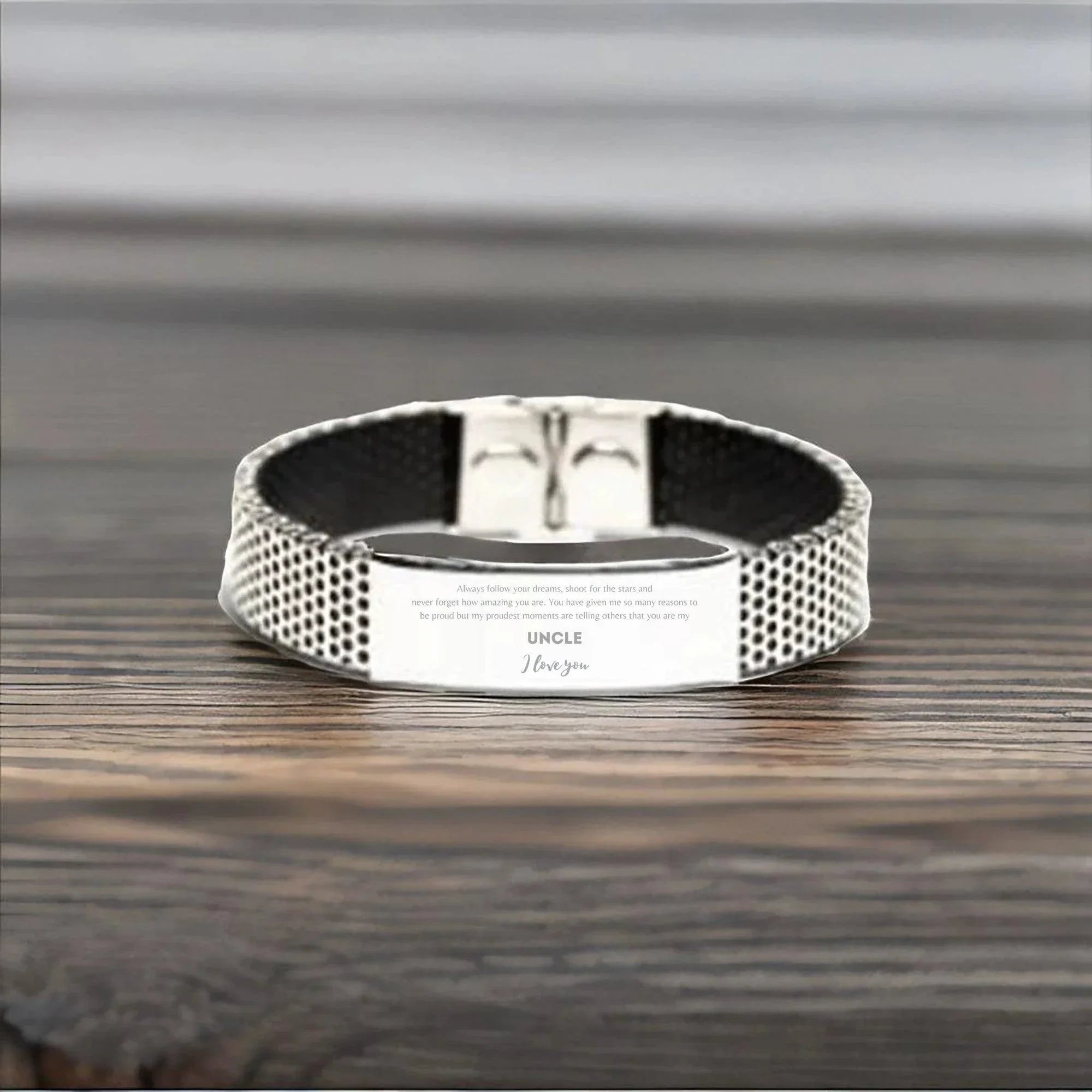 Stainless Steel Bracelet for Uncle Present, Uncle Always follow your dreams, never forget how amazing you are, Uncle Birthday Christmas Gifts Jewelry