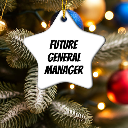 Funny General Manager Star Christmas Tree Ornament "Future General Manager" - Mallard Moon