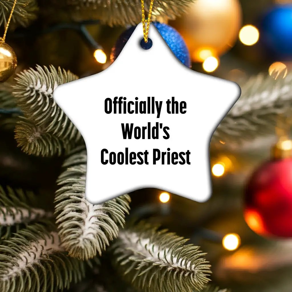 Funny Priest Gifts for Men, Star Ornament Christmas Unique Gifts from Friends, Officially The World's Coolest Priest - Mallard Moon