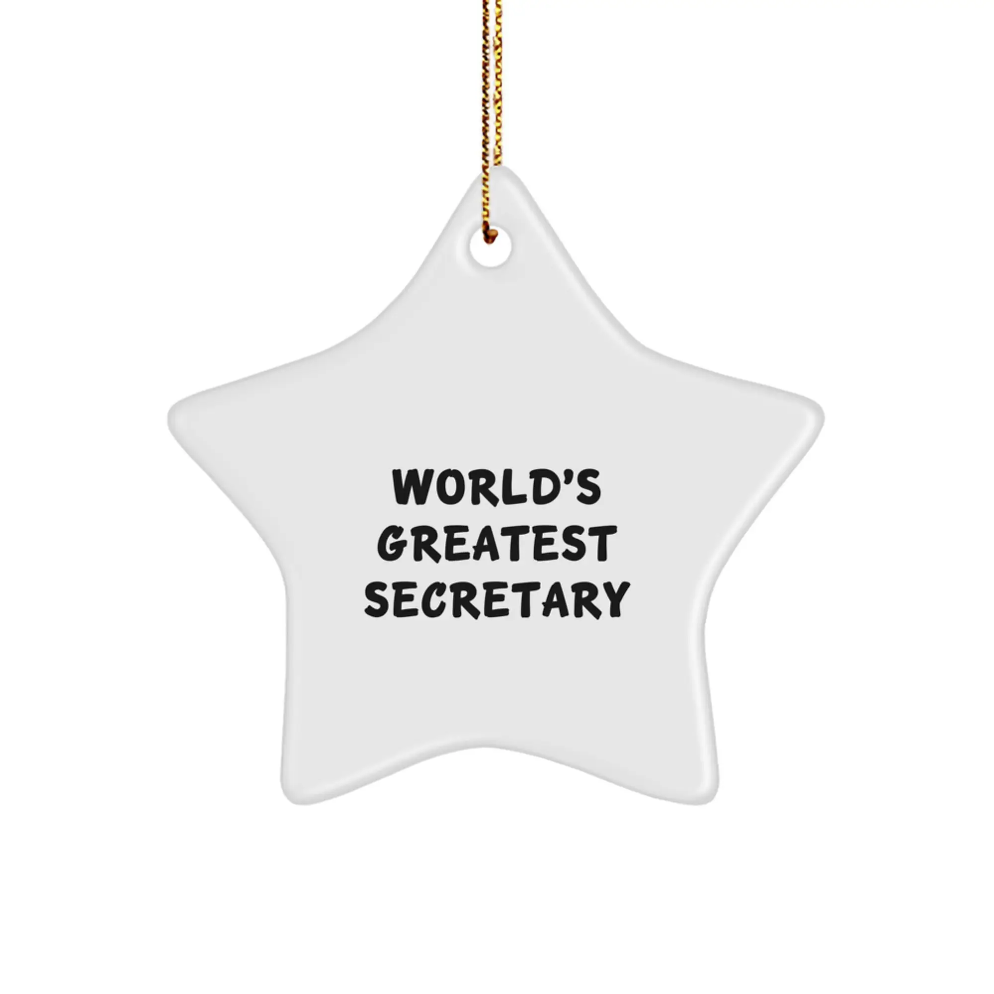Funny Secretary Star Ornament, 'World's Greatest Secretary' Quote, Christmas Unique Gifts for Secretary from Men, Women, Friends, Coworkers, Family - Image 1