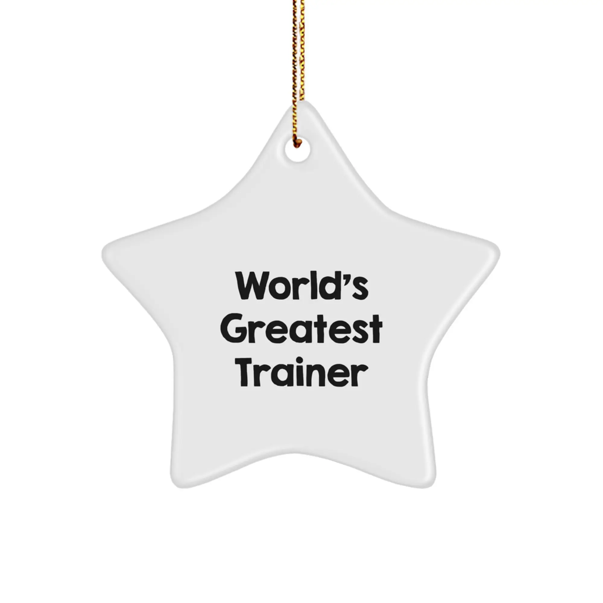 Funny Trainer Gifts for Men, World's Greatest Trainer Star Ornament, White Star Shaped Decor for Trainer Friends and Family - Image 1