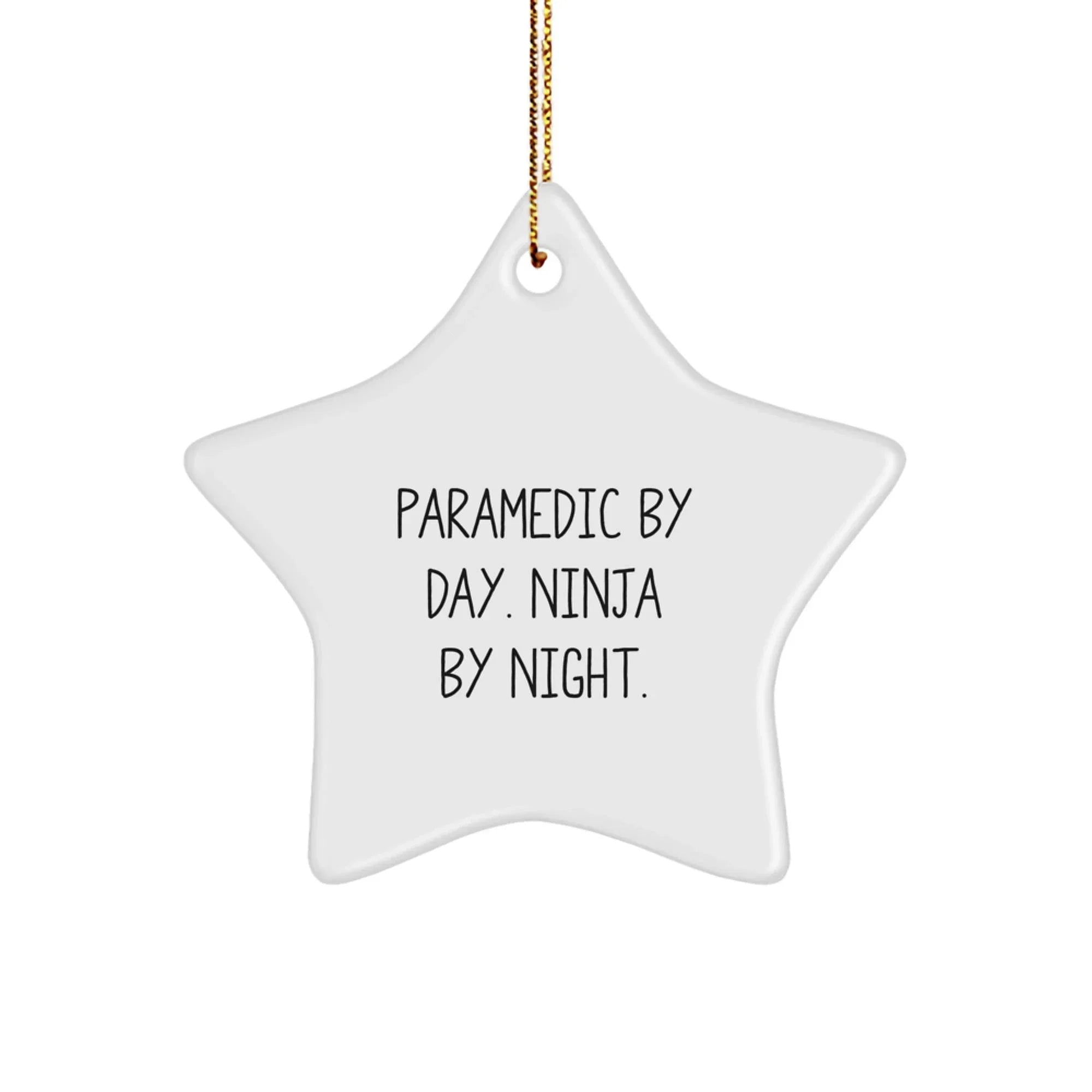 Funny Rescue Worker Gifts, Christmas Unique Star Ornament, 'Rescue Worker By Day. Ninja By Night.' Funny Quote for Rescue Worker Men or Women from Friends, Family, Coworkers