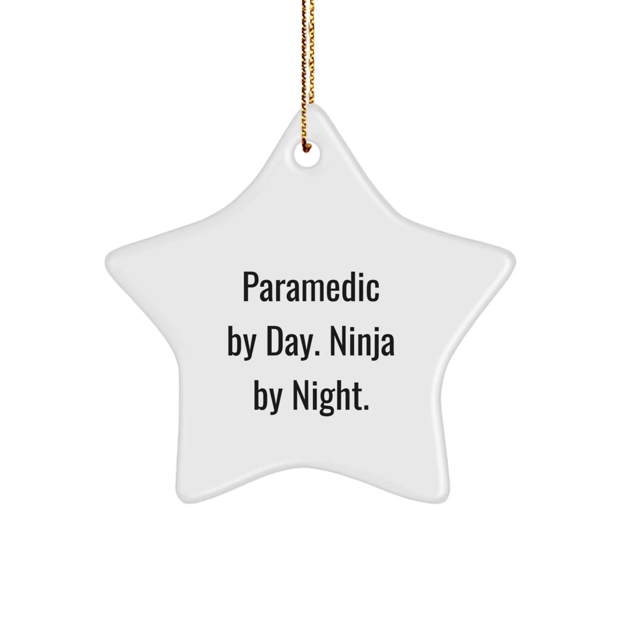 Funny Rescue Worker Gifts from Friends, Rescue Worker Star Ornament with 'Rescue Worker By Day. Ninja By Night.' Quote, Christmas Unique Gifts for Rescue Worker Men