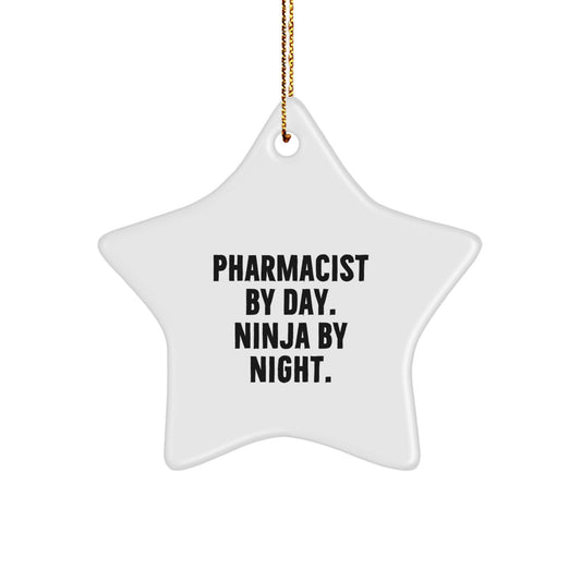 Pharmacist Gifts by Day, Ninja Ornaments by Night, Funny Star Ornament for Christmas, Gifts from Family to Pharmacist - Image 1