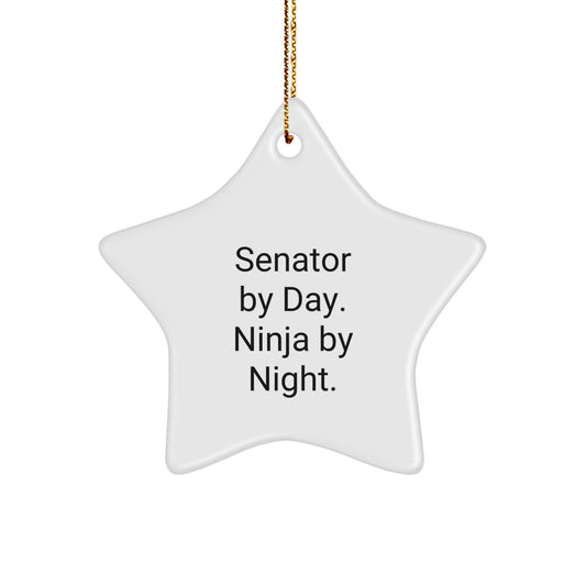 Senator Gifts, Star Ornament, Funny Quote - 'Senator By Day. Ninja By Night.' for Christmas - Image 1