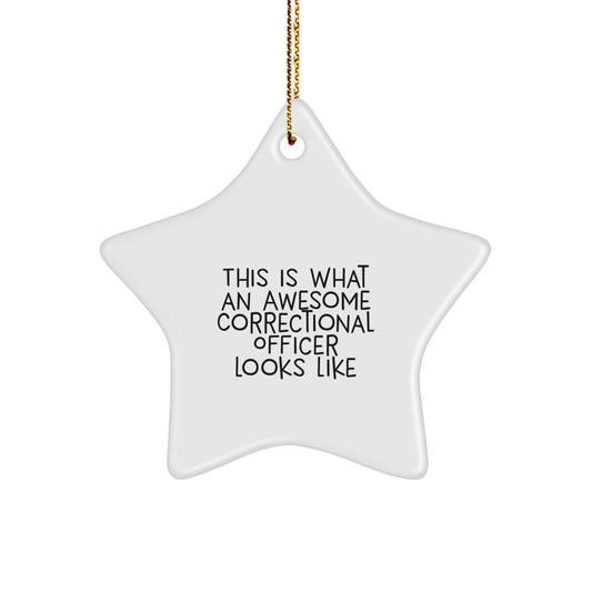 Funny Correctional Officer Gifts for Men, This Is What An Awesome Correctional Officer Looks Like Star Ornament, Christmas Unique Gifts from Friends - Image 1