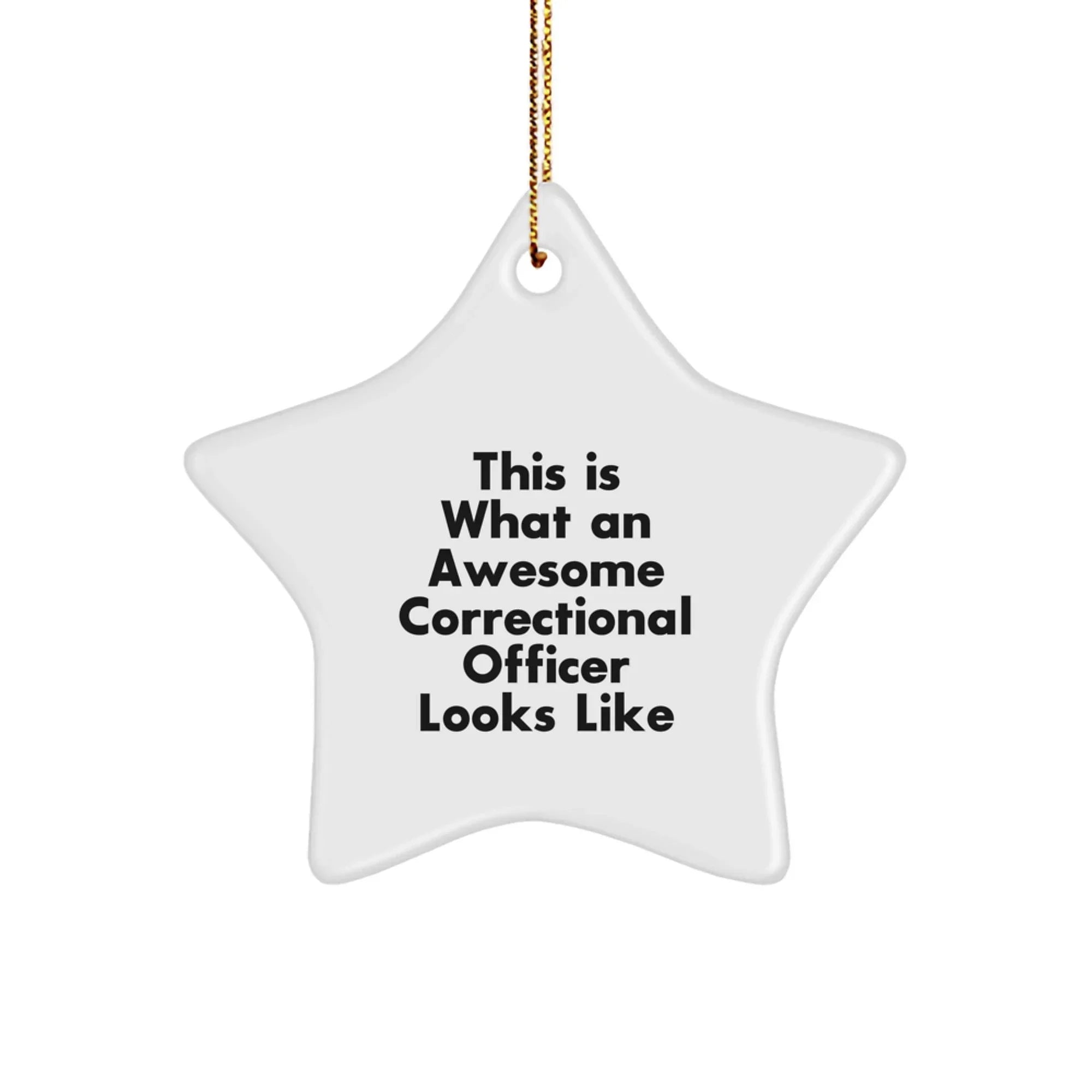 Funny Correctional Officer Gifts for Men, Christmas Unique Star Ornaments, Inspirational Quote Star Shaped MDF Decorations Gifts from Friends, Family, Coworkers, Bosses