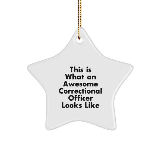 Funny Correctional Officer Gifts for Men, Christmas Unique Star Ornaments, Inspirational Quote Star Shaped MDF Decorations Gifts from Friends, Family, Coworkers, Bosses - Image 1